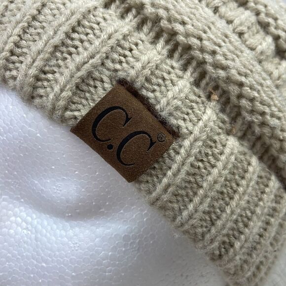 CC. Slouchy Knit Oversized Beanie. OSFA. Tan - Picture 2 of 5
